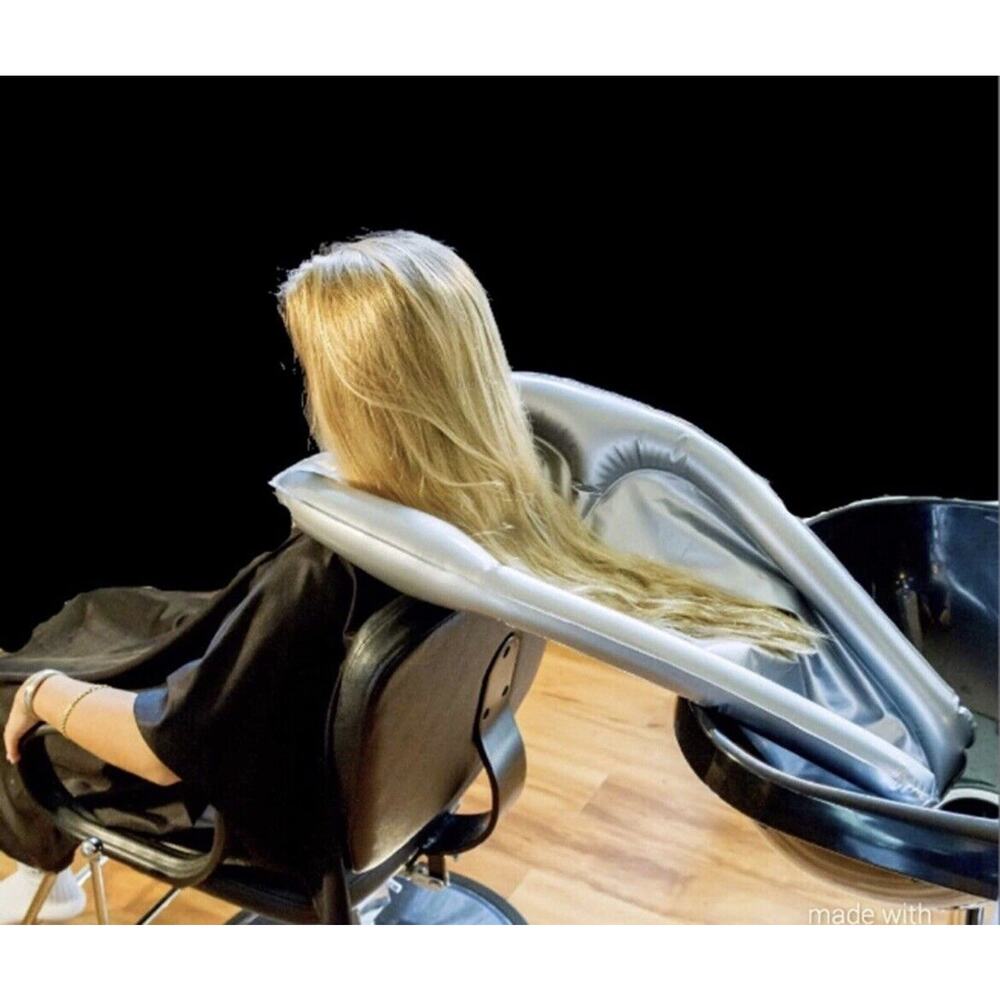Inflatable Hair Washing Funnel Cape Shampoo Hair In Any Chair Basin Silver New